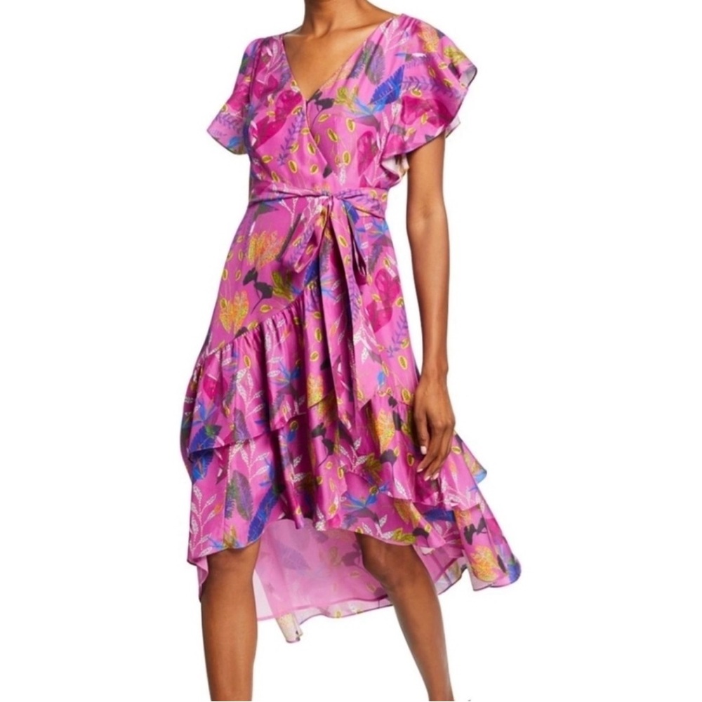 Tanya Taylor Pink Floral High Low Dress